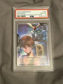2025 GUNDAM CARD GAME EDITION BETA PROMO EVENT EXCLUSIVE #001 RESOURCE PSA 10 - Image 1