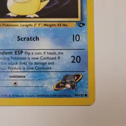 Sabrina's Psyduck 99/132 Gym Challenge Vintage Pokemon Card - LP - Image 4