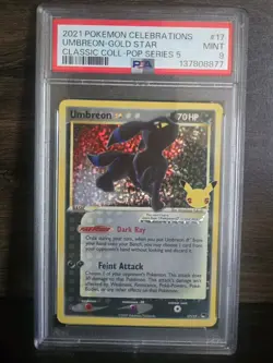 Pokemon Umbreon Gold Star 17/17 Celebrations Classic Collection Holo PSA 9 - Image 1