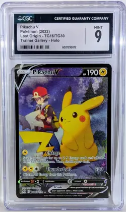 Pokemon SWSH PIKACHU V Lost Origin Full Art TG16/TG30 CHC 9 🌿 MINT - Image 1