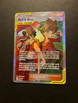 Red & Blue Full Art Trainer 234/236 Cosmic Eclipse Tag Team Pokemon English MINT - Image 1