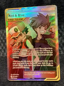 Red & Blue Full Art Trainer 234/236 Cosmic Eclipse Tag Team Pokemon English MINT - Image 5