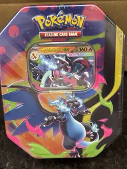 Pokemon Mega Charizard ex New Sealed Tin Box - Charizard X - 4 Booster Packs - Image 1
