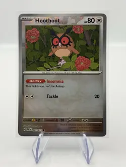Pokemon TCG Prismatic Evolutions Hoothoot Masterball Reverse Holo Card 077/131 - Image 1