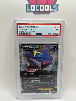 2015 Pokemon XY Primal Clash SHARPEDO EX #91 PSA 1 - Image 1