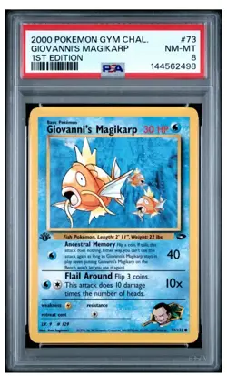 PSA 8 2000 Pokemon 1st Edition Giovanni's Magikarp Gym Challenge - Image 1