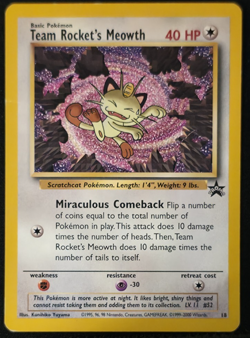 Team Rocket's Meowth 18/53 Black Star Promo Pokemon WOTC MP - Image 1