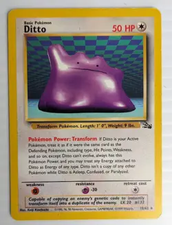 Ditto - 18/62 - Non-Holo Rare - Unlimited Fossil Set - Pokemon Card LP - Image 1