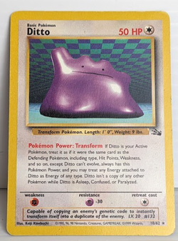 Ditto - 18/62 - Non-Holo Rare - Unlimited Fossil Set - Pokemon Card LP - Image 3