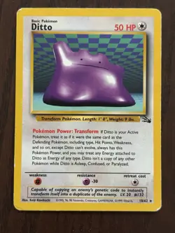 Ditto - 18/62 - Fossil - Non-Holo - Rare - Pokemon - 1999 - Vintage - Image 1