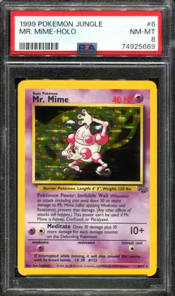 PSA 8 Mr. Mime 6/64 Holo Jungle Pokemon Card - Image 1