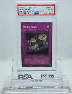 YUGIOH GX04-EN002 DARK BRIBE SUPER RARE HOLO FOIL PSA 9 MINT #43589906 - Image 1