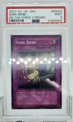 YUGIOH GX04-EN002 DARK BRIBE SUPER RARE HOLO FOIL PSA 9 MINT #43589906 - Image 3