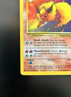 Pokemon 1999 TCG Flareon Jungle 3/64 Holo Unlimited Holo Rare HP - Image 3