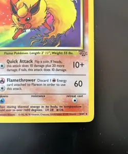Pokemon 1999 TCG Flareon Jungle 3/64 Holo Unlimited Holo Rare HP - Image 4