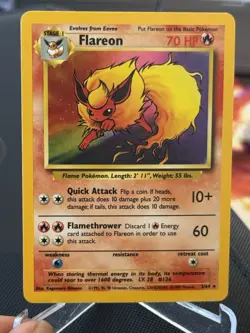 Pokemon TCG Flareon Jungle 3/64 Holo Unlimited Holo Rare 1999 NO Symbol - Image 1