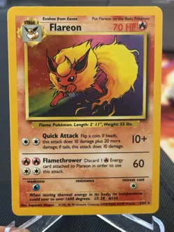 Pokemon TCG Flareon Jungle 3/64 Holo Unlimited Holo Rare 1999 NO Symbol - Image 2