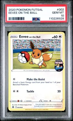 Eevee On the Ball 2020 Futsal UK Exclusive Promo Card PSA 10 Gem Mint 002/005 - Image 1