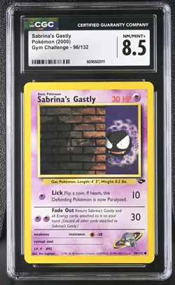 CGC 8.5 Sabrina's Gastly 96/132 Gym Challenge Pokemon Card - Image 1