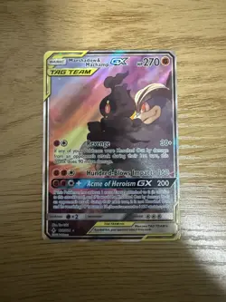 Marshadow & Machamp GX 199/214 Unbroken Bonds GX Full Art Pokemon Card NM - Image 1