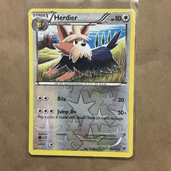 REVERSE HOLO Herdier 109/146 NM - XY Pokemon Card - Tomokazu Komiya Art - Image 1