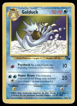 Pokemon Cards Golduck 35/62 Unlimited Fossil Uncommon HP *2 - Image 1