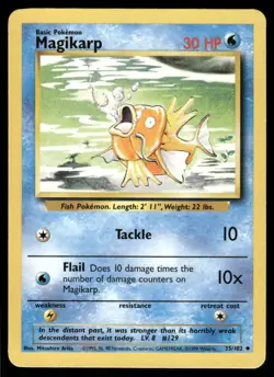 Pokemon Cards Magikarp 35/102 Base Set WOTC Unlimited Uncommon LP - Image 1