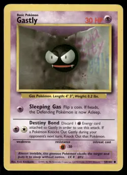 Pokemon Cards Gastly 50/102 Base Set WOTC Unlimited Common LP *2 - Image 1