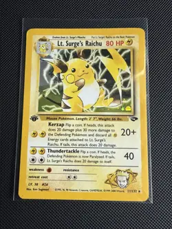 Lt. Surge's Raichu - 1st Edition Holo - 11/132 Gym Challenge - Pokemon - 2000 - Image 1