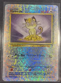 Pokemon Legendary Collection Meowth 53/110 Reverse Holo Fireworks WOTC NM/LP - Image 1