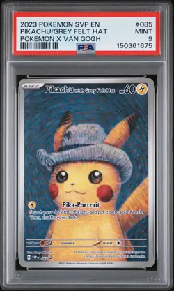 2023 POKEMON SVP EN-SV BLACK STAR PROMO #085 PIKACHU WITH GREY FELT HAT PSA 9 - Image 1