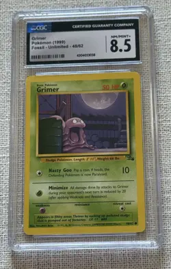 Pokemon Grimer Fossil Unlimited 1999 CGC 8.5 #48/62 Regular Common - Image 1