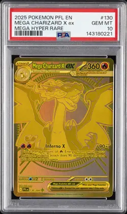 2025 POKEMON PFL EN-PHANTASMAL FLAMES MEGA HYPER RARE MEGA CHARIZARD X EX PSA 10 - Image 1