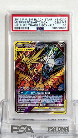 NEW Pokemon TCG Hidden Fates EBT Promo Moltres Zapdos & Articuno GX SM210 PSA 10 - Image 1