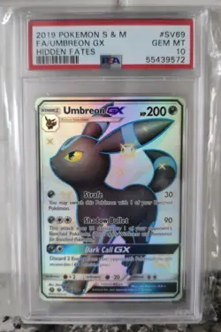 2019 POKEMON SUN & MOON HIDDEN FATES #SV69 FULL ART/UMBREON GX PSA 10 - Image 1