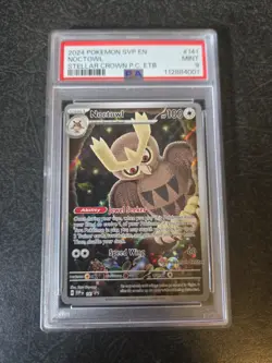 2024 POKEMON STELLAR CROWN POKEMON CENTER ETB PROMO SVP #141 NOCTOWL PSA 9 - Image 1