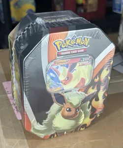 Pokemon TCG Eevee Evolutions Tin Flareon V- FACTORY SEALED - Image 1