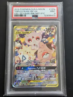 2019 POKEMON SUN & MOON COSMIC ECLIPSE TOGEPI & CLEFFA & IGGLYBUFF GX PSA 9 - Image 1