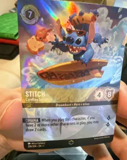 Disney Lorcana Stitch Carefree Surfer Enchanted 206/204 Holo The First Chapter … - Image 1