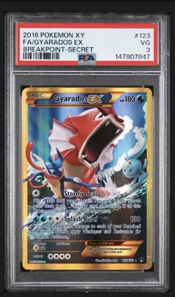 Pokemon Gyarados EX Breakpoint Secret Rare Full Art Holo 123/122 PSA 3 2016 - Image 1