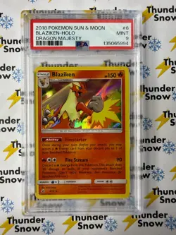 Blaziken Holo #6 Dragon Majesty 2018 Pokemon Sun & Moon PSA 9 - Image 1