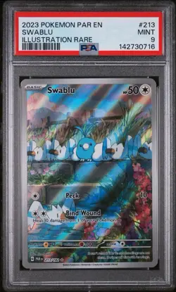2023 Pokemon Scarlet & Violet - Paradox Rift Swablu PSA 9 #213/182 Illustration - Image 1