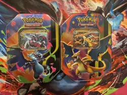 Pokemon TCG: Mega Charizard Tins - Mega Charizard X ex And Y Ex SET - Image 1