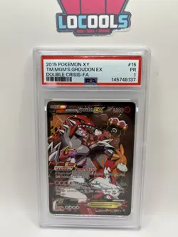 2015 POKEMON XY DOUBLE CRISIS #15 FULL ART/TEAM MAGMA'S GROUDON EX PSA 1 - Image 1