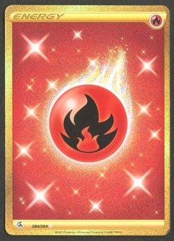 Pokemon TCG: Fire Energy 284/264 Fusion Strike Gold Secret Rare - Image 1