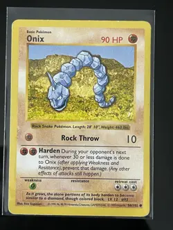 Pokemon Onix Base Set 2 084/130 Regular Common 90 HP Rock Throw Card SHADOWLESS - Image 1