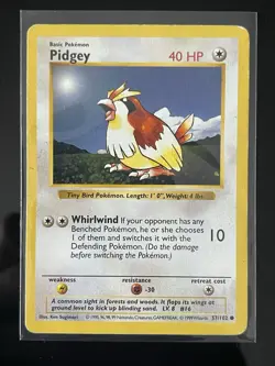 Pokemon Pidgey Base Set (Shadowless) 057/102 Common 40 HP SHADOWLESS - Image 1