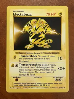 Pokemon Electabuzz Base Set Shadowless 20/102 Rare - Image 1