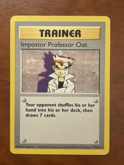 Pokemon Impostor Professor Oak Base Set SHADOWLESS 73/102 Rare Trainer English - Image 1