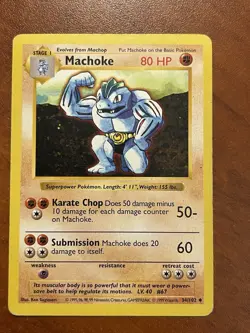 Pokemon Machoke Base Set SHADOWLESS 34/102 - Image 1
